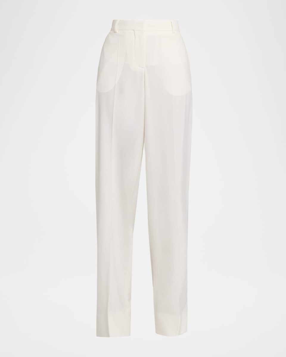 Wool Canvas Wide-Leg Trousers